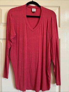 CAbi 4564 Long Sleeve V-Neck Top in Raspberry Pink